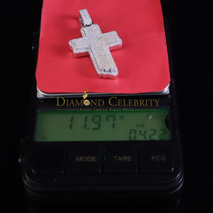 Diamondcelebritees Yellow Sterling Silver 3.0ct VVS D Moissanite Charm Cross Pendant Men's & Women