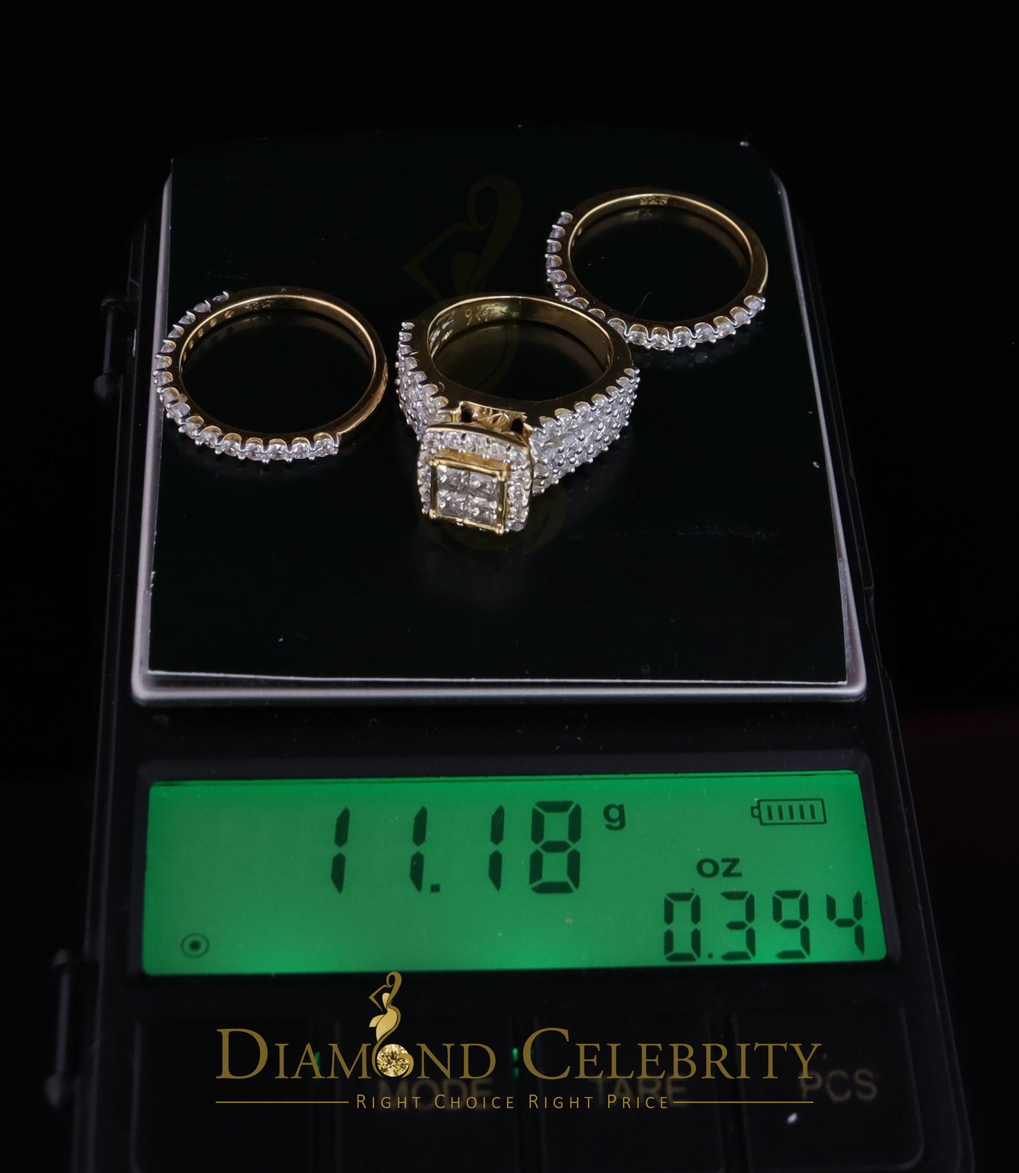 DiamondCelebritees 925 Sterling Yellow Square 2.08ct Cubic Zirconia Silver Wedding Womes Ring SZ 6