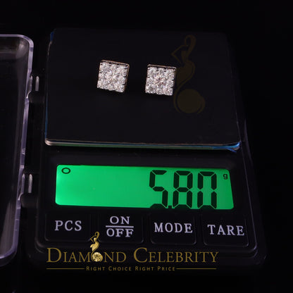 DiamondCelebritees Real Moissanite Square Earrings 10k Real Yellow Gold 4.50ct VVS 'D' Color
