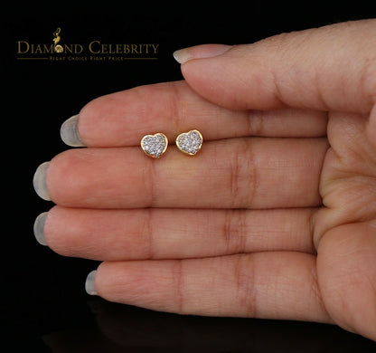 DiamondCelebritees 10K Real Yellow Gold with 0.08CT Real Diamond Men's/Women's Stud Micro Earring