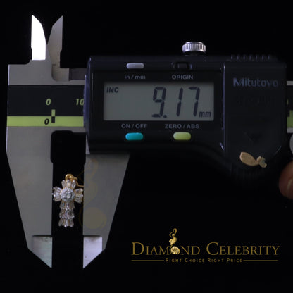 DiamondCelebritees 1.00ct Moissanite Yellow 925 Silver Women's Dangling Cross Fish Hook Earrings