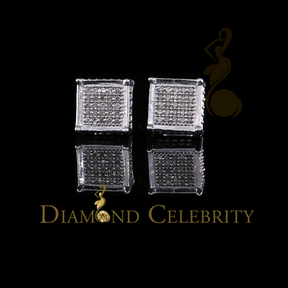 DiamondCelebritees 925 Sterling Silver 0.15ct Real Diamond For Women's & Men's White Stud Earrings