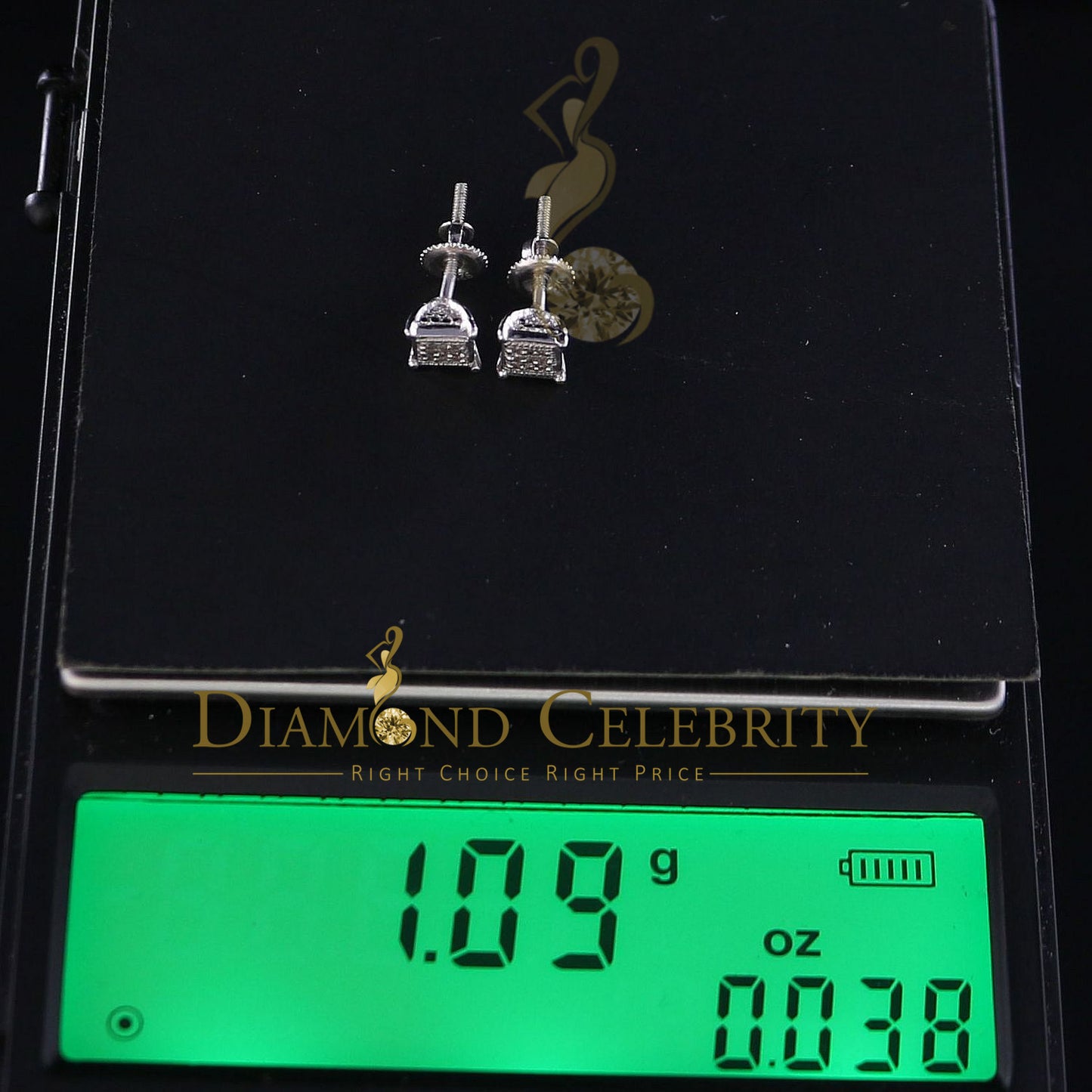 DiamondCelebritees 0.05ct Diamond Collection White 925 Sterling Silver Women & Men Square Earrings