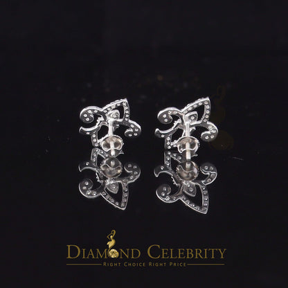DiamondCelebritees  0.60ct Cubic Zirconia 925 White Silver Women's Fleur de Lis Screw Back Earrings