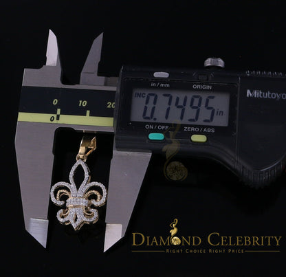 DiamondCelebritees Yellow 925 Sterling Silver Fleur de Lis Pendant with 0.93ct Cubic Zirconia Stone