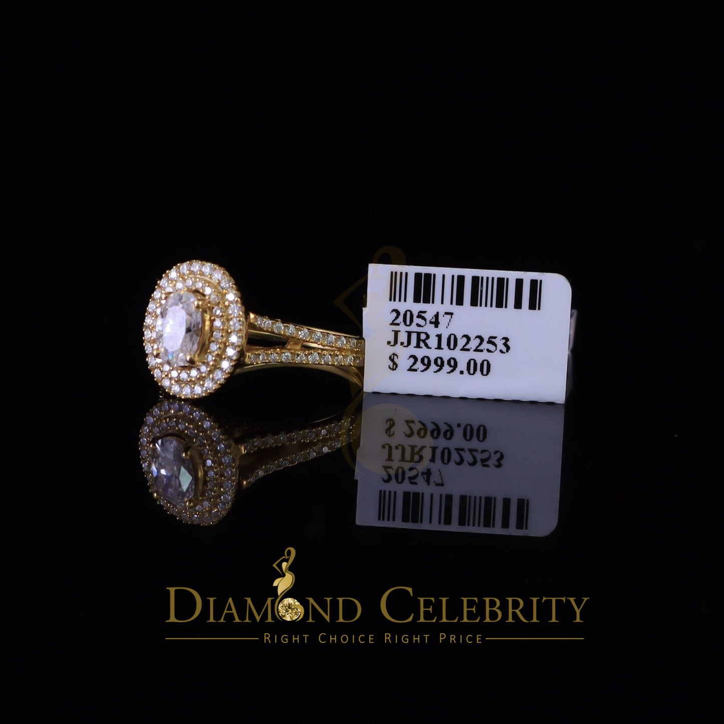 King Of Blings  10K Yellow Gold 2.00CT 'VVS' 'FL' D clr Oval Cut Moissonite Womens Ring S/7