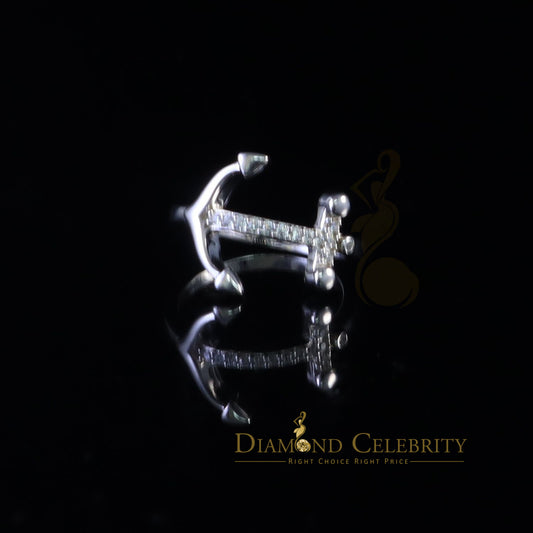 DiamondCelebritees 925 Sterling White Silver Shiny -Shaped 0.15ct Cubic Zirconia Womens Ring Size 7