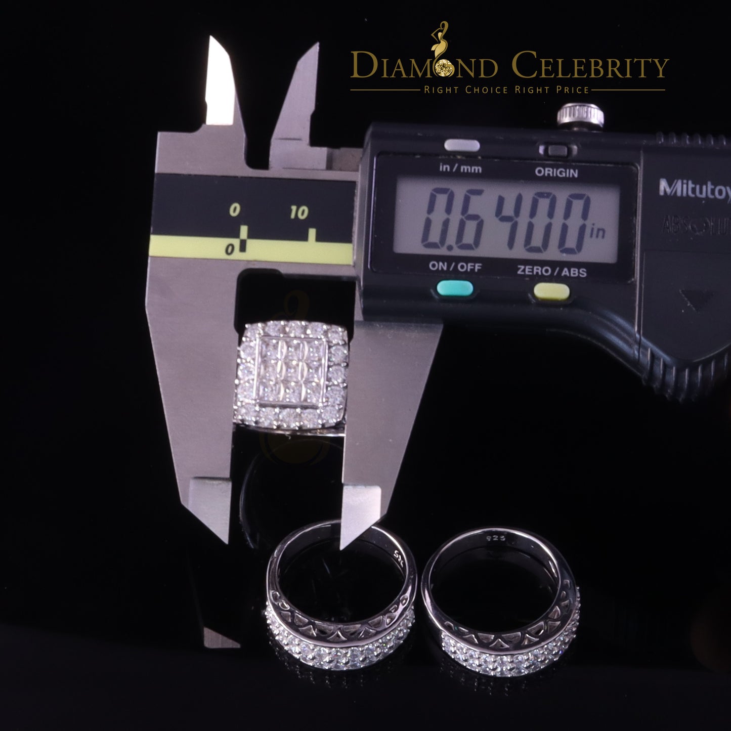 DiamondCelebritees 12.60ct Cubic Zirconia White SterlingSilver Men's/Women 3PC Wedding Rings Size 9