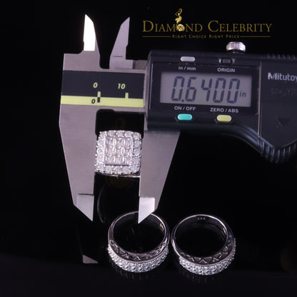 DiamondCelebritees 12.60ct Cubic Zirconia White SterlingSilver Men's/Women 3PC Wedding Rings Size 9