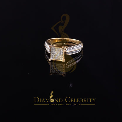 DiamondCelebritees 0.12CT Real Diamond 925 Sterling Yellow Silver Womens Square Fashion Ring Size 7