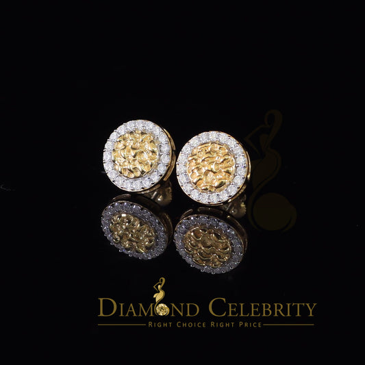 DiamondCelebritees 1.50ct Moissanite Yellow 925 Sterling Silver Women's Circle Shape Nugget Earring