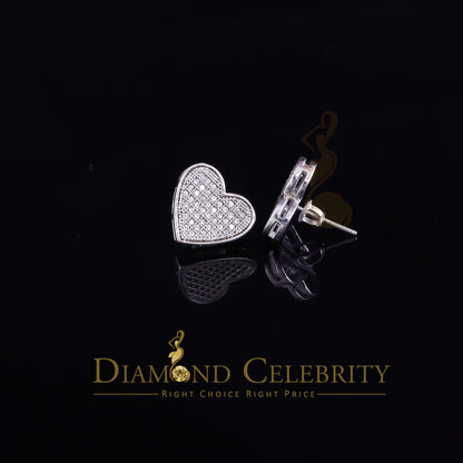 DiamondCelebritees  925 Sterling White Silver 0.71ct Cubic Zirconia Heart Women's Stud Earrings