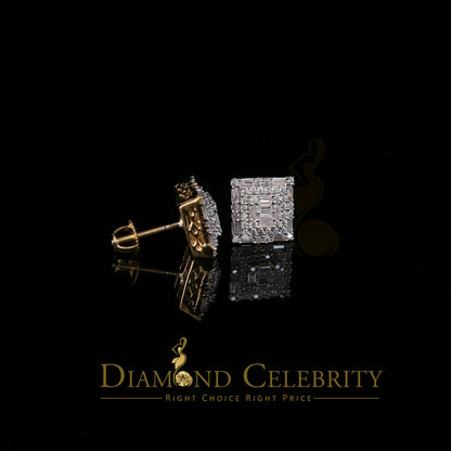 DiamondCelebritees  925 Sterling Yellow 0.72ct Silver Cubic Zirconia Hip Hop Women's Square Earrings