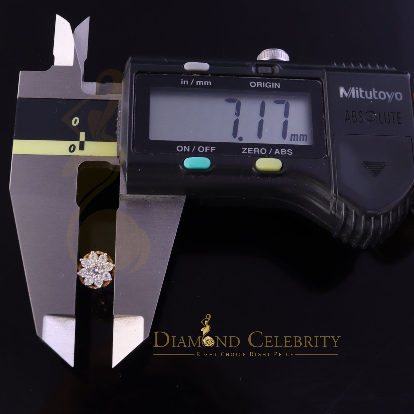 DiamondCelebritees  Yellow 925 Silver Cubic 0.14ct Zirconia Women's & Men's Hip Hop Flower Earrings