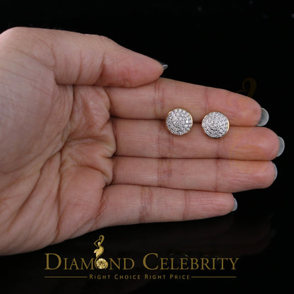 DiamondCelebritees 10K Real Yellow Gold Real Diamond 0.75CT Men's/Women's Stud Round Earring
