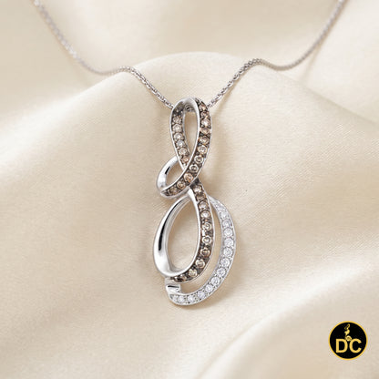 DiamondCelebritees Chocolate Brown 0.27ct CZ Infinity Swirl 1 inch Pendant in 925 Sterling Silver
