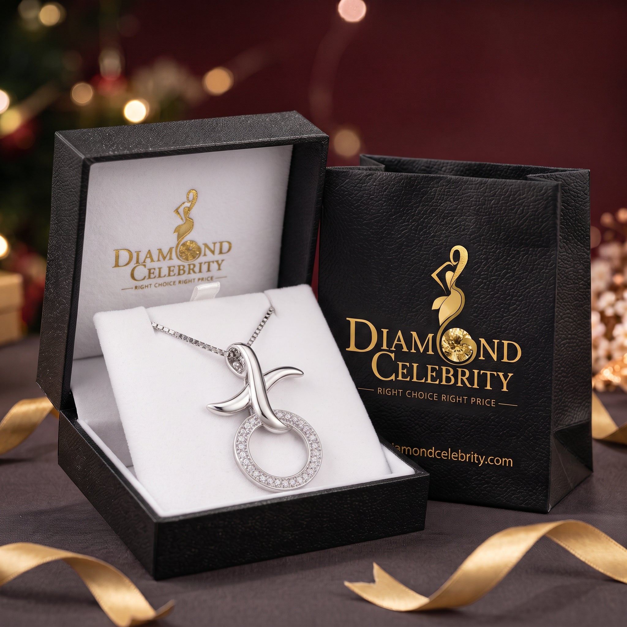 DiamondCelebritees 925 Sterling Silver White featuring HUG & KISS Shape 1inch 0.21ct CZ XO Pendant