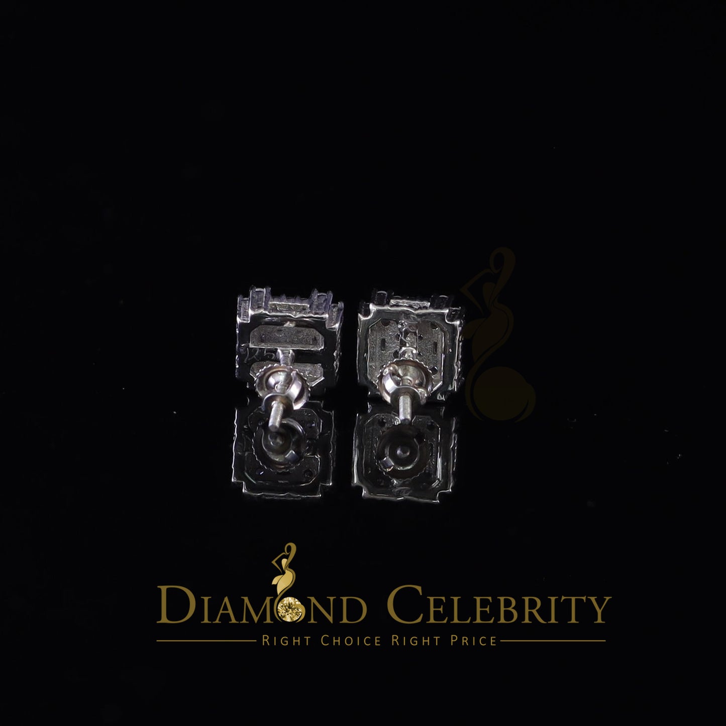 DiamondCelebritees  1.18ct Cubic Zirconia 925 White Silver Women's & Men's Hip Hop Square Earrings