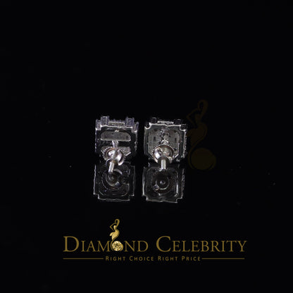 DiamondCelebritees  1.18ct Cubic Zirconia 925 White Silver Women's & Men's Hip Hop Square Earrings