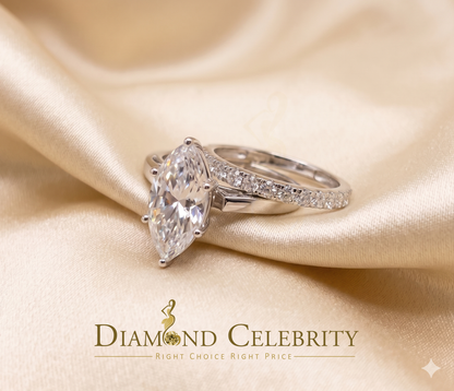 DiamondCelebritees 925 Silver Mens/ Women Bridal Ring Marquise Shape Size 8 White 5.00ct Moissanite