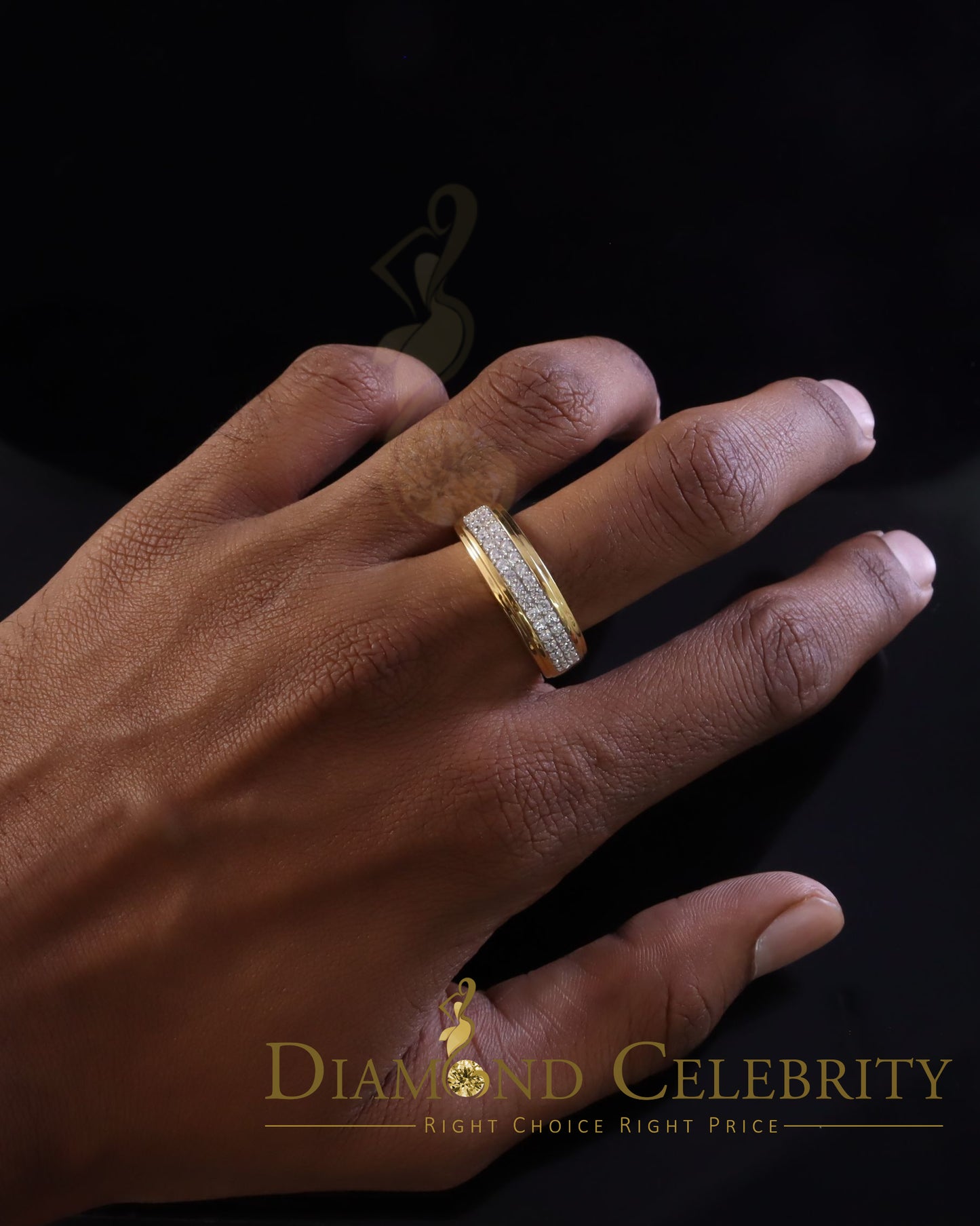 DiamondCelebritees Men's 1.25ct Cubic Zirconia Yellow Silver Round Adjustable Ring From SZ 9 to 11