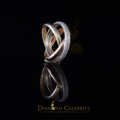 DiamondCelebritees 925 Silver And Cubic Zirconia White Round Shape With Women'sTrinity Ring Size 8