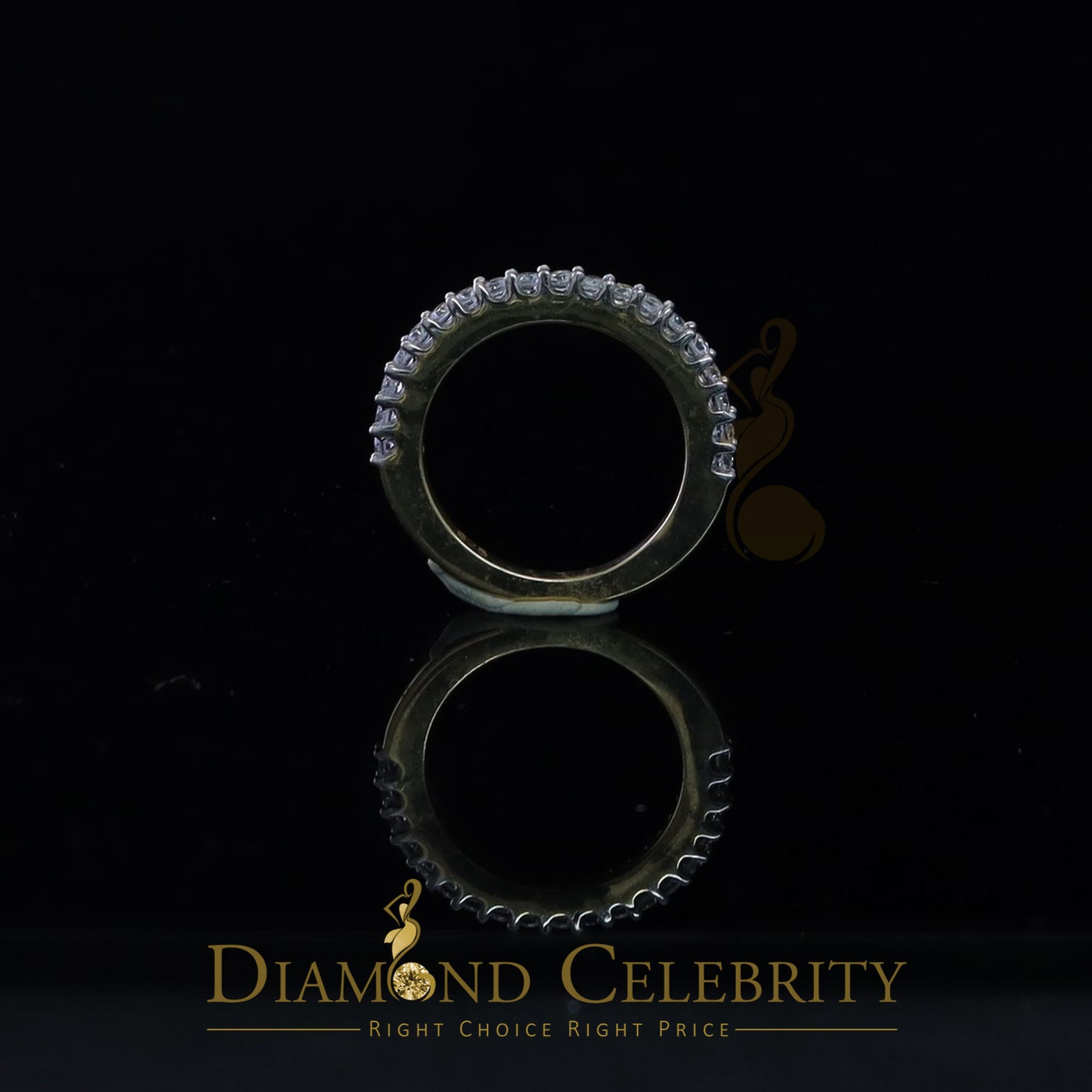 DiamondCelebritees 1.40ct 925 Sterling Yellow Silver Round Cubic Zirconia Women's/Men's Ring Size 7