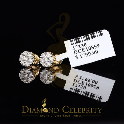 DiamondCelebritees0.50 CT Real Diamond with 10K Real Yellow Gold with Round Stud Earrings