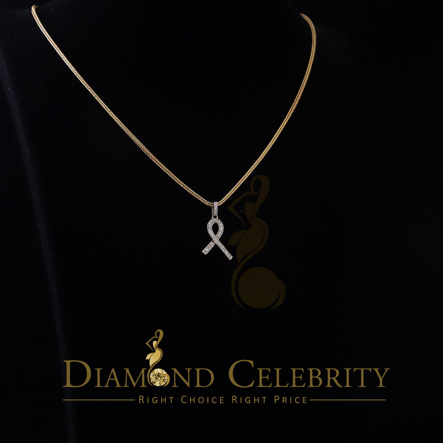 DiamondCelebritees 925 Sterling Silver Fashion Ribbon Shape Pendant Yellow 0.26ct Cubic Zirconia