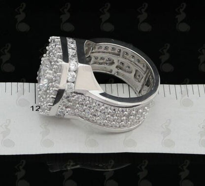 DiamondCelebritees 925 SilverJewelry White 16.0ct Cubic Zirconia Wide Octagon Men's Ring Size 9.5