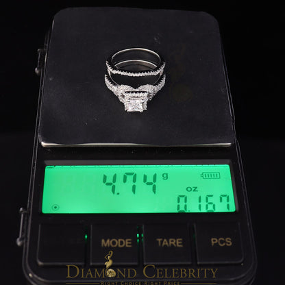 DiamondCelebritees Sterling Silver White Square 1.80ct Cubic Zirconia Womens Bridal Ring Size 7