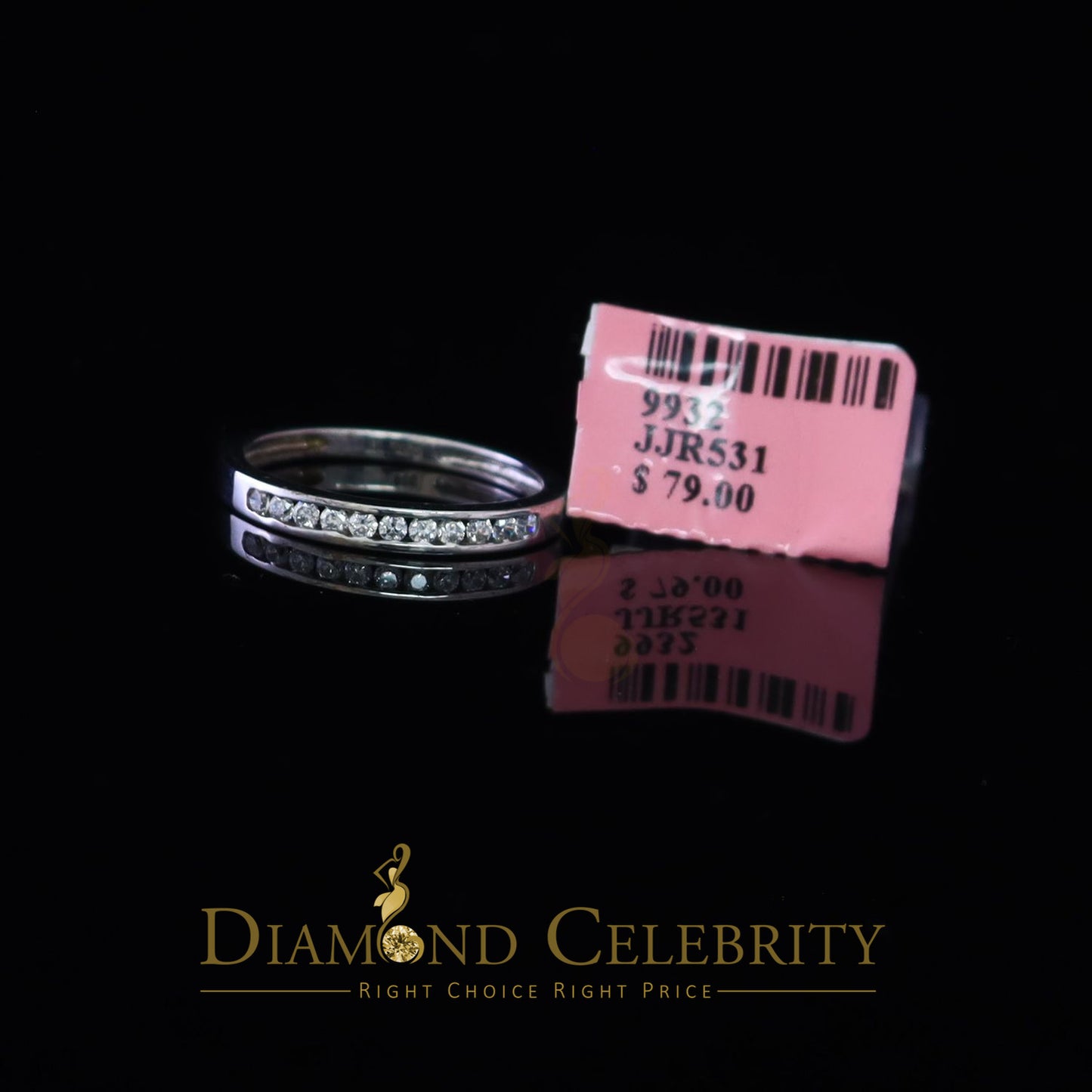 DiamondCelebritees 0.50ct Cubic Zirconia Sterling White Silver Round Engagement Women's Ring Size 7