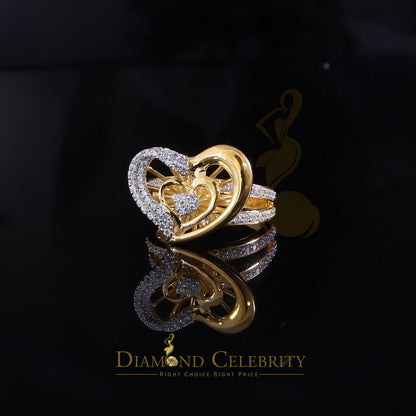 DiamondCelebritees 85 Cubic Zirconia Stones Baguette 925 Silver Yellow Dual Heart Women Ring Size 7