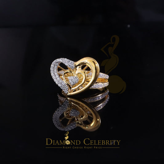 DiamondCelebritees 85 Cubic Zirconia Stones Baguette 925 Silver Yellow Dual Heart Women Ring Size 7