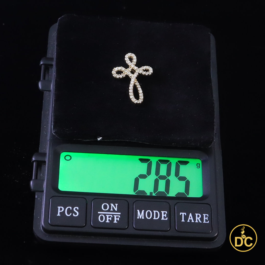 DiamondCelebritees 925 Silver Yellow 1inch Infinity-Style Openwork Pendant W/ 1.25ct Cubic Zirconia