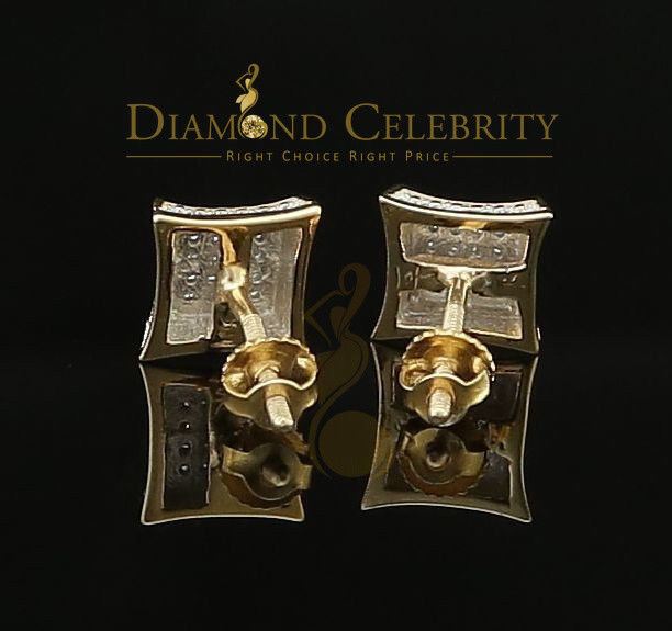 DiamondCelebritees Real Diamond 0.10CT with 10K Yellow Real Gold Men's /Ladies Studd Earring
