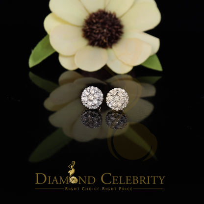 DiamondCelebritees 10K Real Yellow Gold w/Real 1.66 CT Diamond Men's/Women's Stud Earring