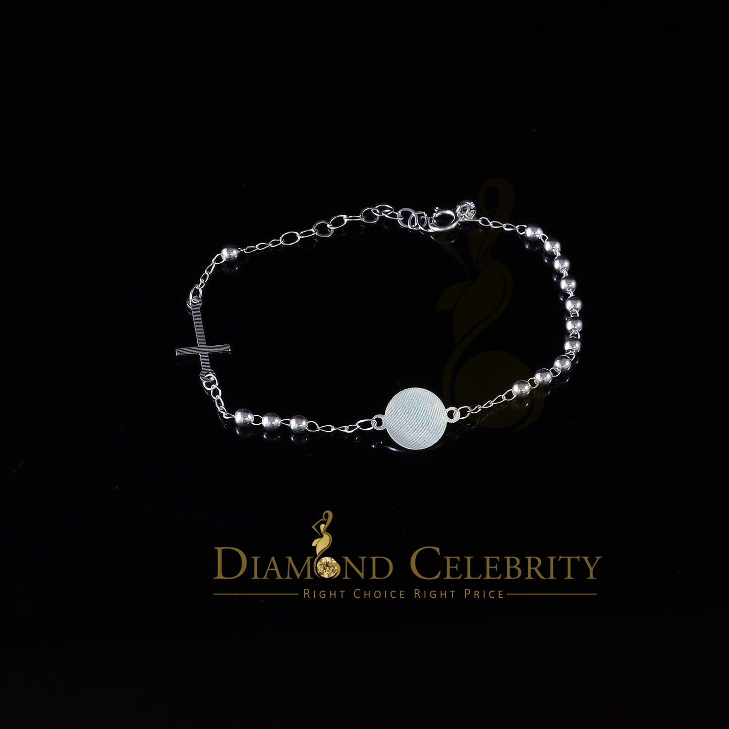 DiamondCelebritees 925 Sterling Plain Silver Virgin Merry White Oval Shape Women's Religious Bracelet