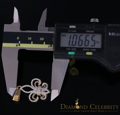 DiamondCelebritees Yellow 925 Sterling Silver Fleur de Lis Pendant with 0.93ct Cubic Zirconia Stone