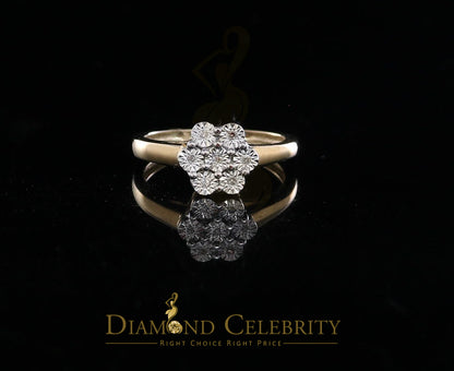 DiamondCelebritees Real Diamond 0.05ct Engagement Womens 925 Silver Yellow Ring Flower Shape Size 7