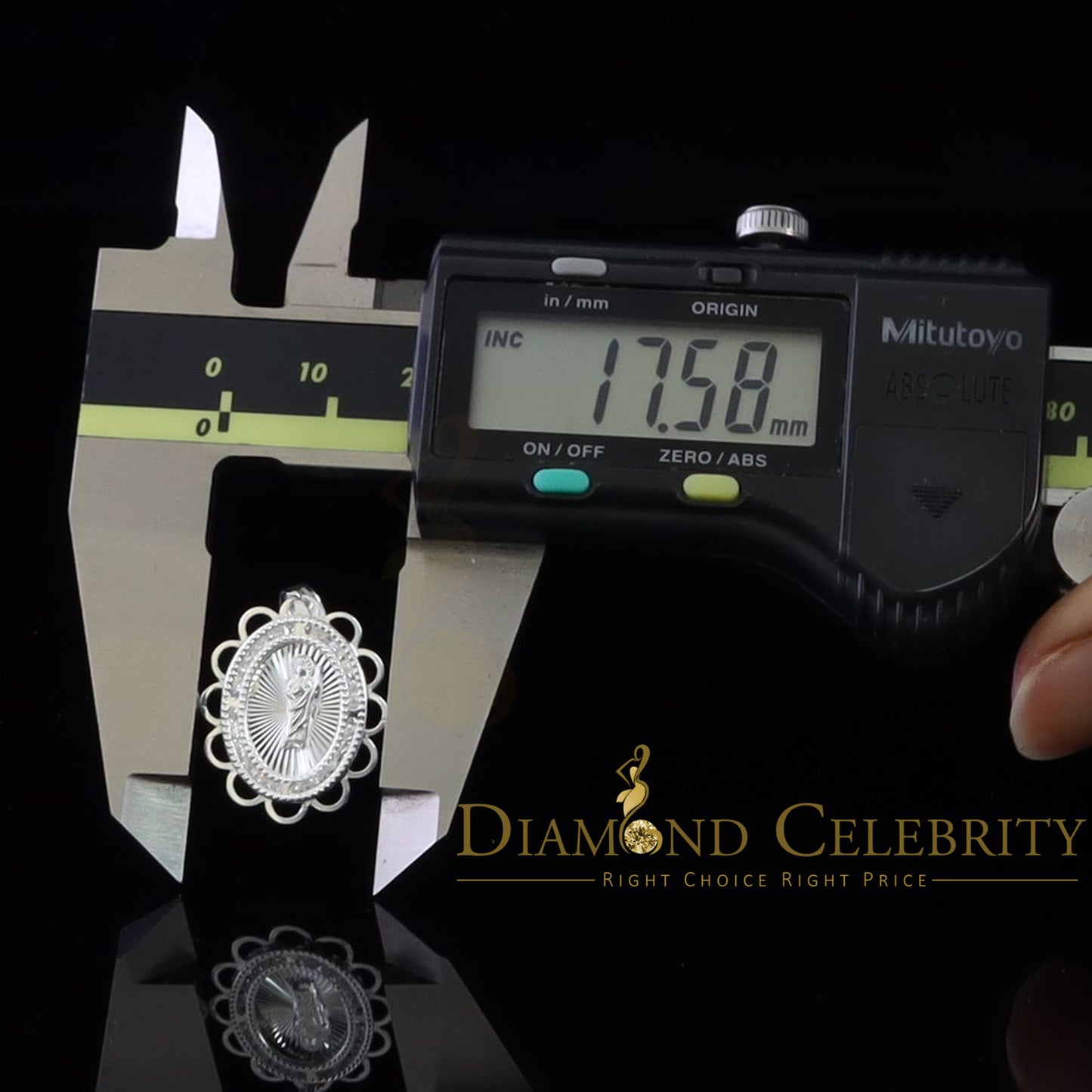 DiamondCelebritees 925 Silver Men/Women Flower Design St.Jude Mini CZ Stone Pendant White Religious