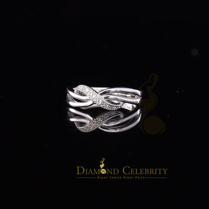 DiamondCelebritees 925 Silver White Cubic Zirconia 0.10ct Band Round Engangement Womens Ring Size 6
