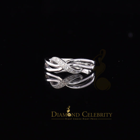 DiamondCelebritees 925 Silver White Cubic Zirconia 0.10ct Band Round Engangement Womens Ring Size 6