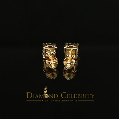 DiamondCelebritees  0.55ct Cubic Zirconia Hip Hop 925 Yellow Silver Women's & Men's Square Earrings