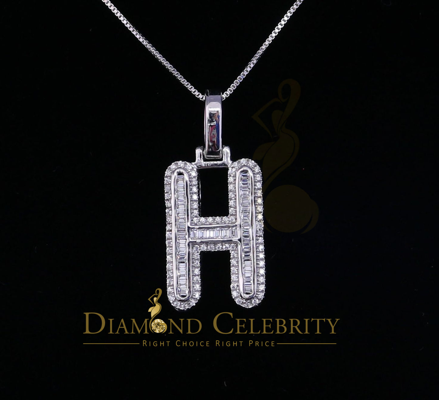 DiamondCelebritees White Bugutte Initial All Alphabet Sterling Silver Pendant with Cubic Zirconia