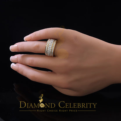 DiamondCelebritees 925 Sterling Yellow Silver 6.00ct Cubic Zirconia Round For Men's Ring Size 8