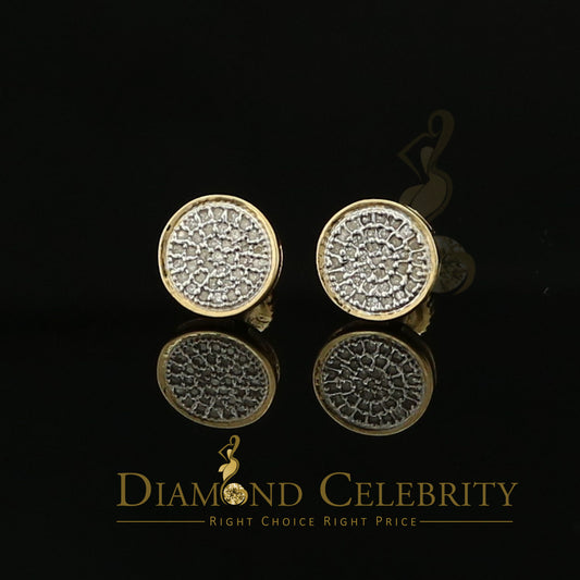 DiamondCelebritees 925 Yellow Silver Hip Hop 0.15ct Diamond For Men's & Women's Round Stud Earrings