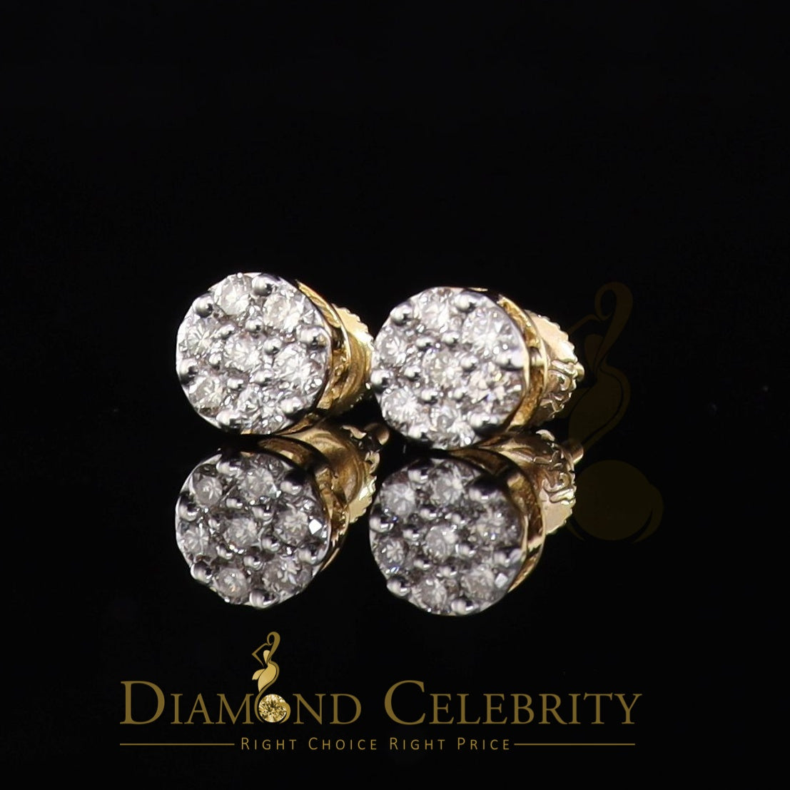DiamondCelebritees 0.50 CT Real Diamond with 10K Real Yellow Gold with Round Stud Earrings