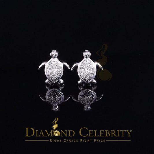DiamondCelebritees  Women's 0.14ct Cubic Zirconia Turtle Stud Earrings White 925 Sterling Silver