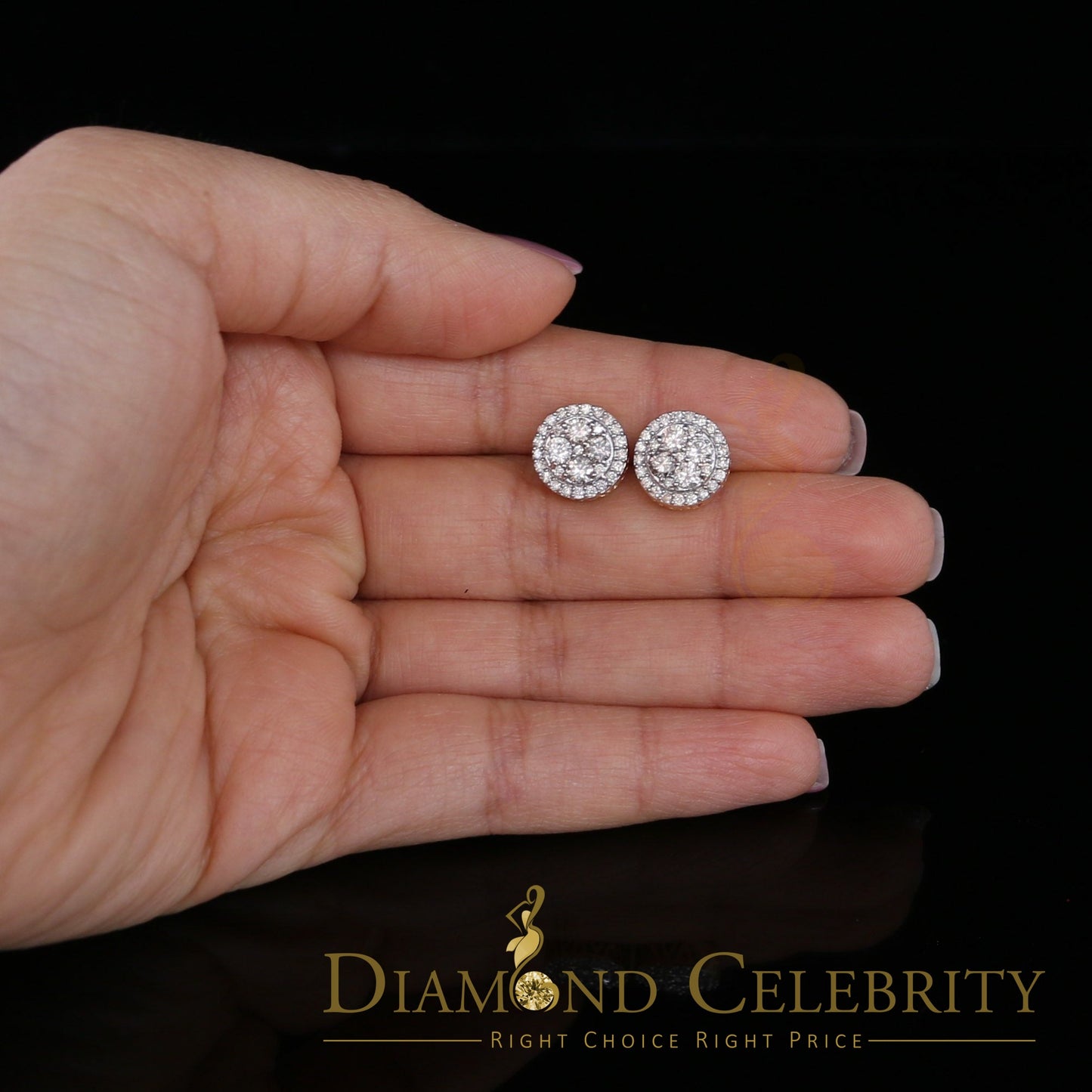 DiamondCelebritees Real Diamond 1.25CT 10K Real Yellow Gold Men's/Women's Stud Round Earring